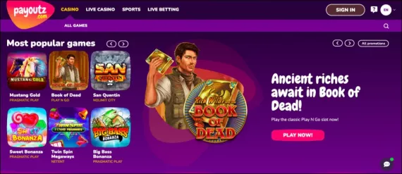 Payoutz casino 100% upp till €100 + 100 gratissnurr välkomstbonus